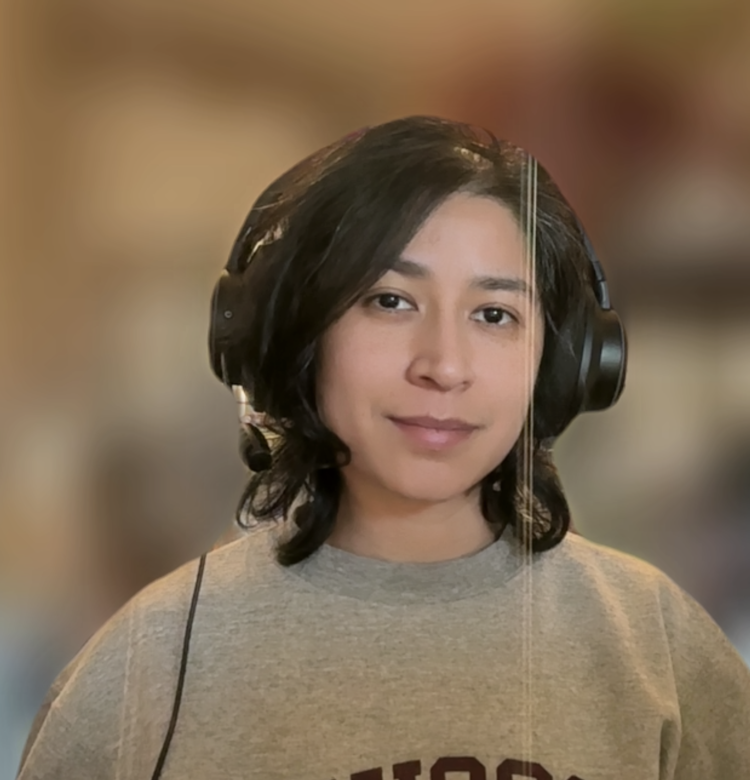 Wendy wearing headphones