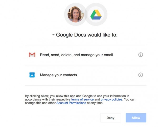 Screenshot of Google Docs phishing page